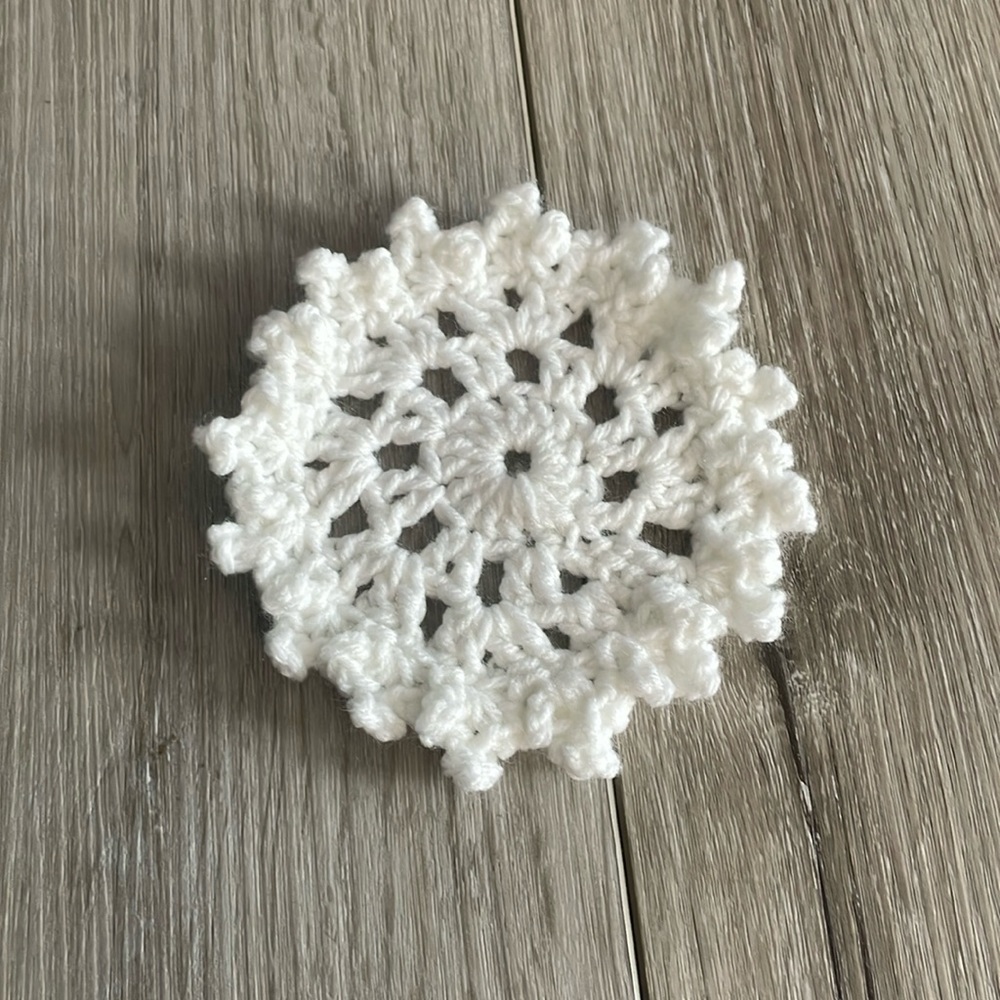 Handmade Crochet Winter Snowflake Coaster